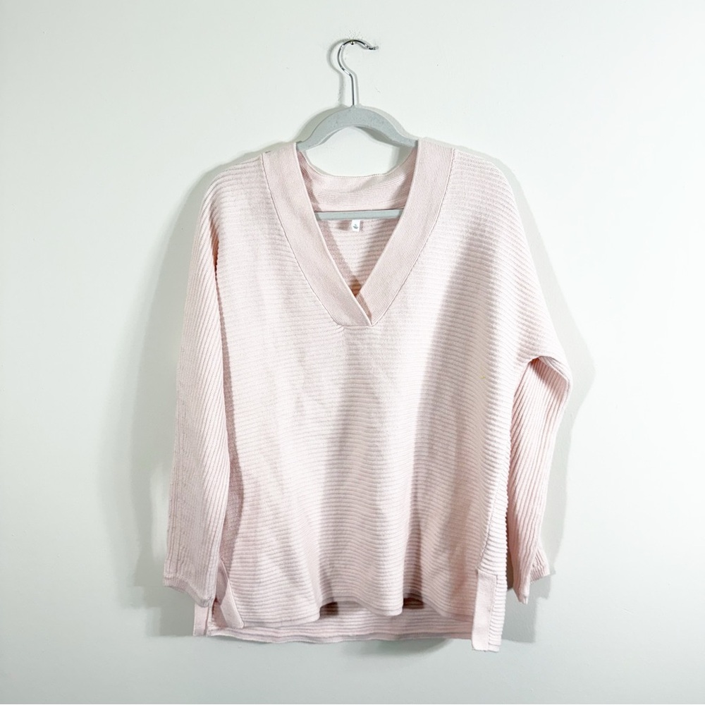 Haven Well Within Cashmere Blend Pale Pink V Neck Ribbed Sweater XL